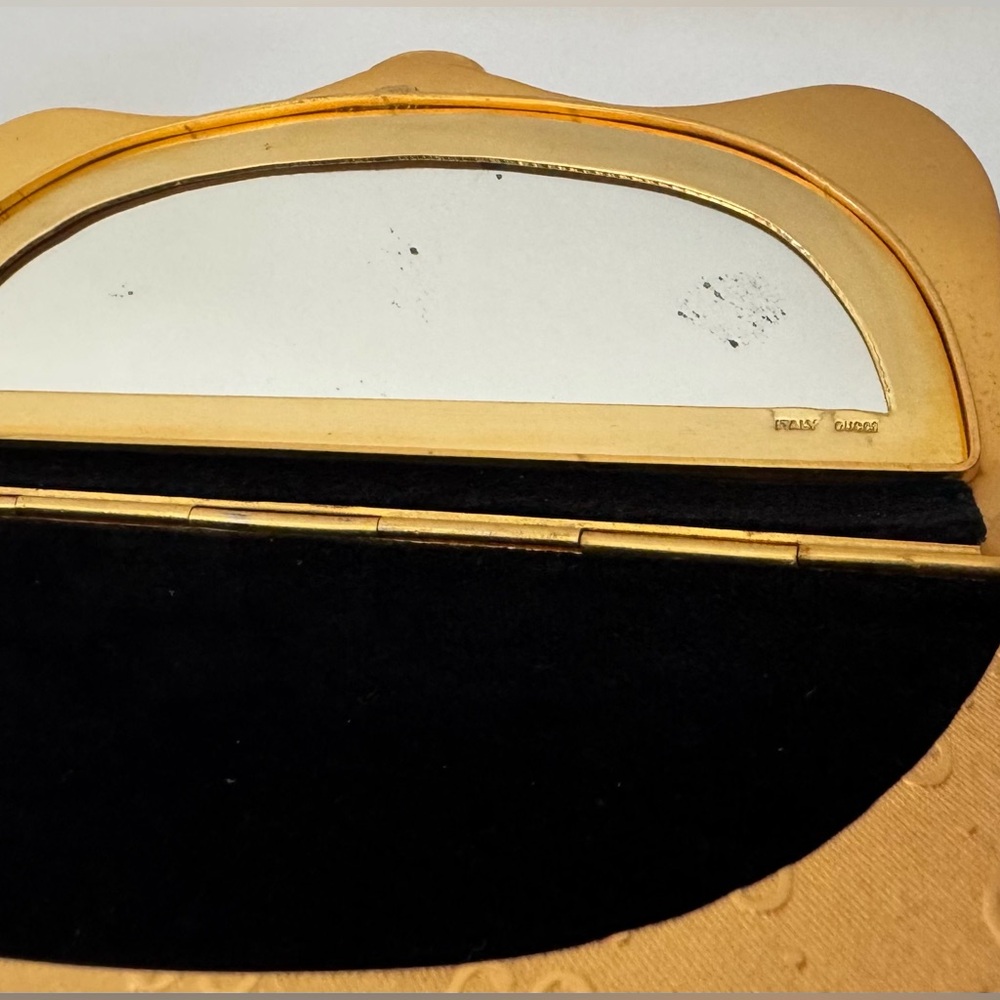 GUCCI Vintage Gold GG Minaudiere 2-Tone Hardcase Clutch Italy - Picture 8 of 10
